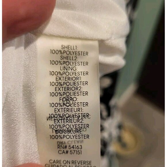 Karl Lagerfeld Black White Floral Faux Wrap Midi Dress Flutter Sleeve Sz 14 - Picture 8 of 8